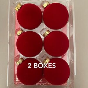 2 BOXES Ashland Red Flocked Ornaments Christmas